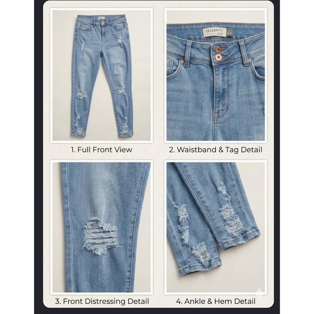 Retro 90s Celebrity Ace Women Distressed Jeans Light Wash High Rise Size 13/31